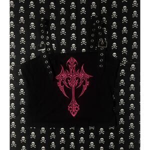 Dollskill / Widow Pink Cross Grommet Tank Top